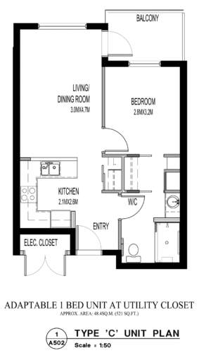 Woodlands TYPE C Adaptable 1 Bed Unit