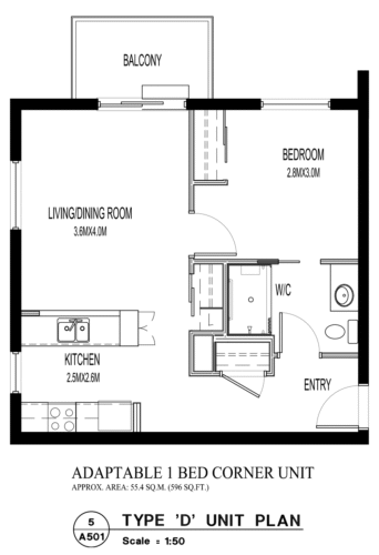 Woodlands TYPE D Adaptable 1 Bed Corner Unit