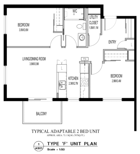 Woodlands TYPE F Adaptable 2 Bed Unit